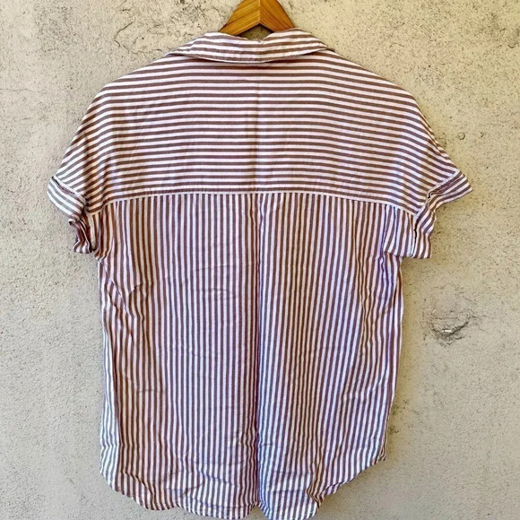 BeachLunchLounge Stripes Collar Short Sleeve Top Size Small - Picture 8 of 10